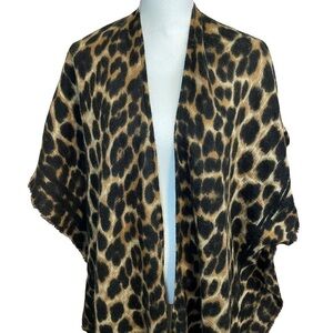 Do Everything In Love Black Cream and Tan Leopard Animal Print Kimono Wrap OS
